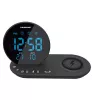 FM PLL clock radio/ALARM/USB/CR85BK CHARGE/Wireless charging/iekštelpu/outdoor temperature/Melns