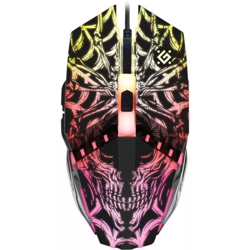 Spēļu pele DEFENDER GM-670L Ambidextrous optiskā, 2400 DPI, 5 pogas, vadu, melna, RGB