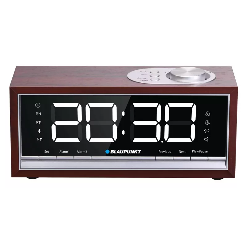 Pārnēsājams radio modinātājpulkstenis BLAUPUNKT CR60BT — FM PLL, Bluetooth, LED displejs, 60 iepriekš iestatītas stacijas, baterija/līdzstrāva, CR2032 rezerves