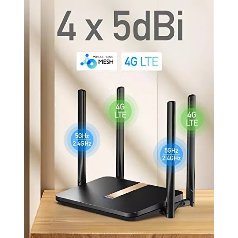 Cudy LT500D bezvadu maršrutētājs Fast Ethernet divjoslu (2.4 GHz / 5 GHz) 4G melns