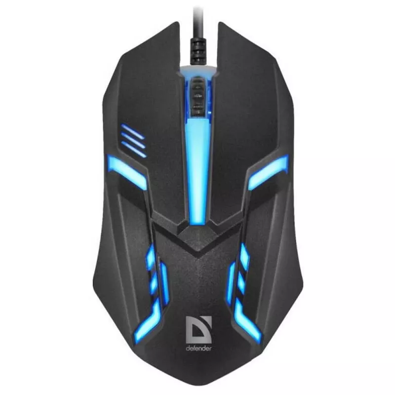 Vadu optiskā pele DEFENDER CYBER MB-560L — piemērota abām rokām, 1200 DPI, USB Type-A, 2 pogas, melna