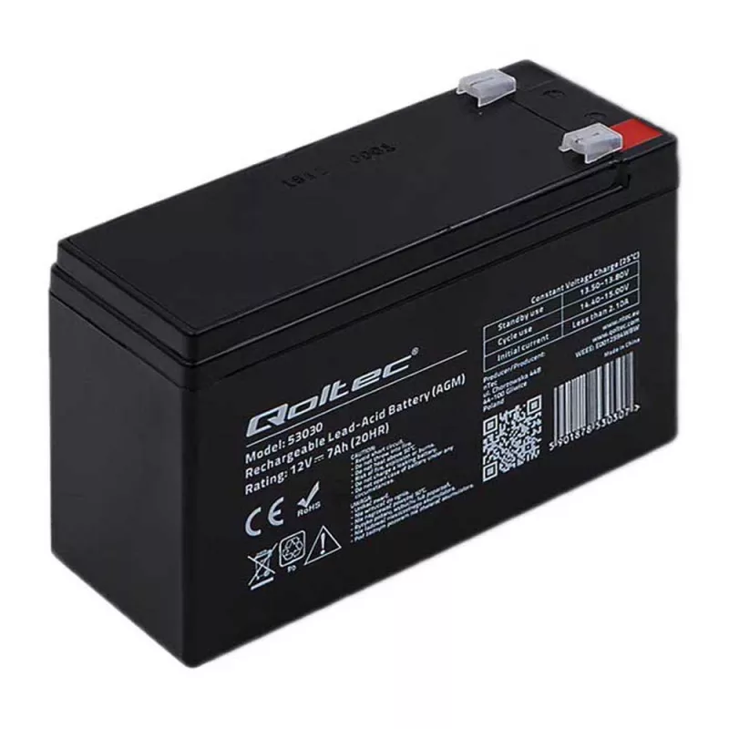 QOLTEC 53030 - AGM (Absorbed Glass Mat) - 7 Ah - 12 V - 72 A -...