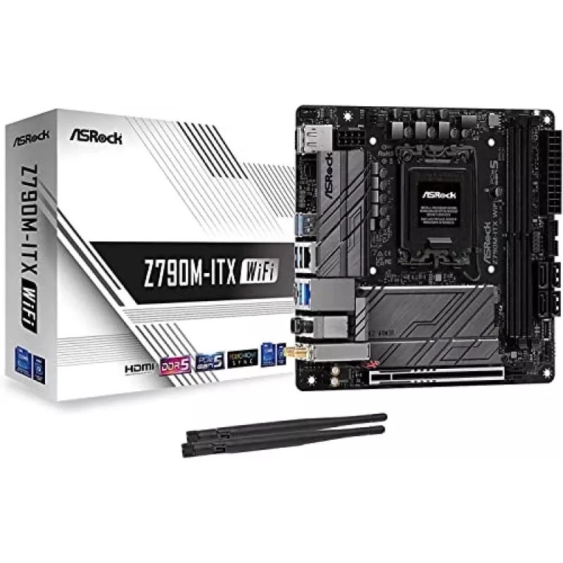 Mātesplate ASRock Z790M-ITX WiFi — Intel Z790, LGA 1700, mini ITX, DDR5, 2x DIMM, 64 GB, 2,5 Gb LAN, Wi‑Fi 6E