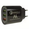 USB sienas lādētājs MACLEAN MCE479B — 3x USB pieslēgvietas, 18W kopējā izejas jauda, kompakts