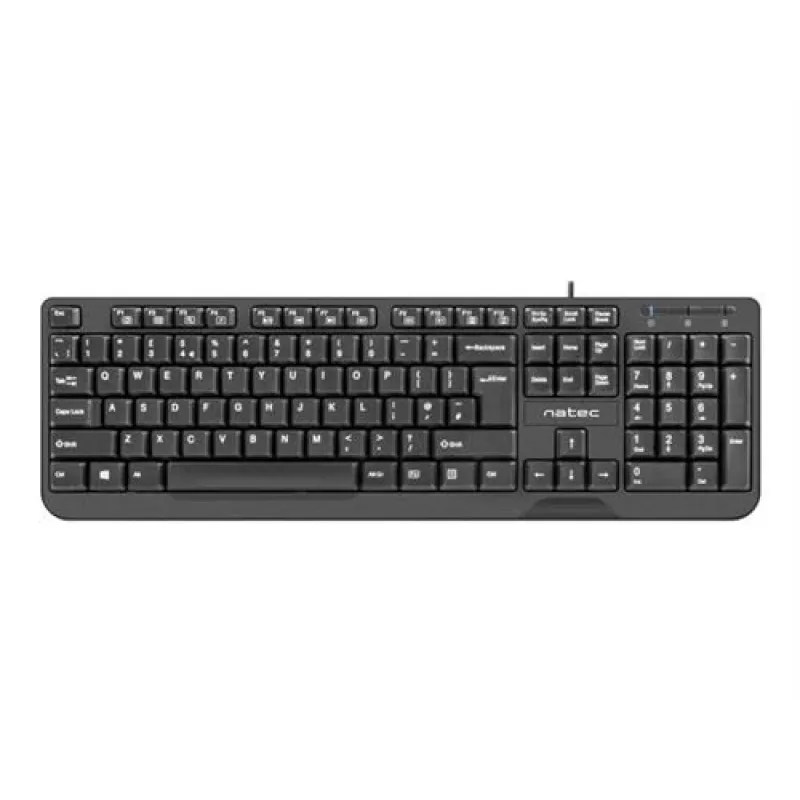 NATEC KEYBOARD TROUT SLIM USB, US IZKĀRTOJUMS, MELNS