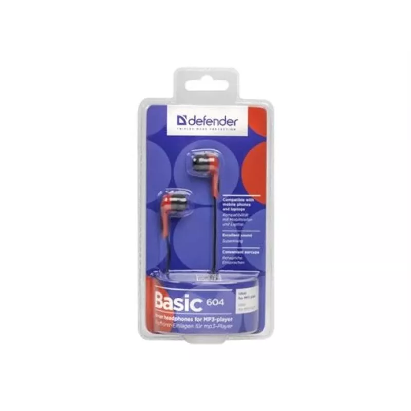 Ausu austiņas Defender BASIC 604 Melni-Sarkans