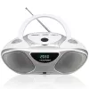 CD ierakstītājs BLAUPUNKT BB14WH — CD ierakstītājs ar MP3 atskaņošanu, USB, LCD, pulkstenis, 2x1 W skaļruņi, sudraba/baltā krāsā