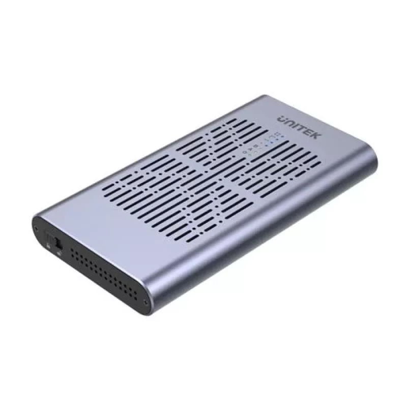 SSD korpuss Unitek S1206A diviem M.2 NVMe PCIe Gen3 x4 diskdziņiem, USB 3.2 Gen 2 (10 Gbit/s), alumīnija, USB-C, komplektā barošanas avots
