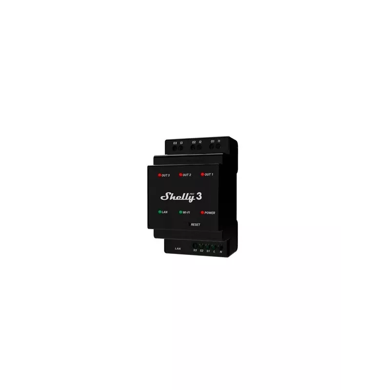 Shelly Pro 3 DIN sliežu WiFi/LAN/Bluetooth releju slēdzis