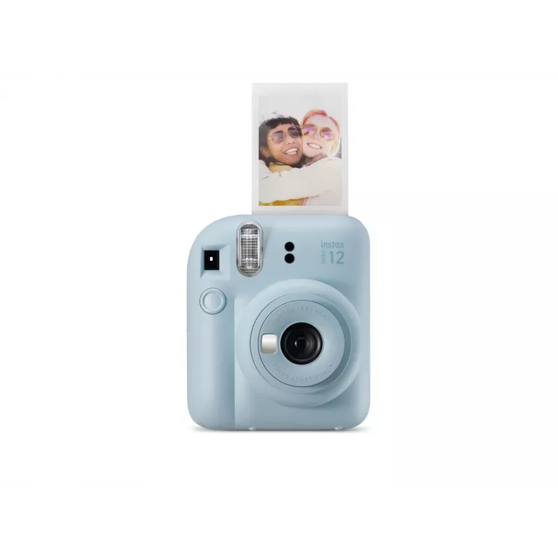 Instant kamera Fujifilm Instax Mini 12 zila — 86 x 54 mm izdrukas, 60 mm fokusa attālums, elektroniskais aizvars