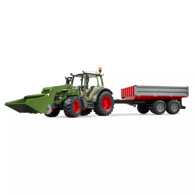 Rotaļu traktors BRUDER Fendt Vario 211 ar priekšējo iekrāvēju un sānu piekabi