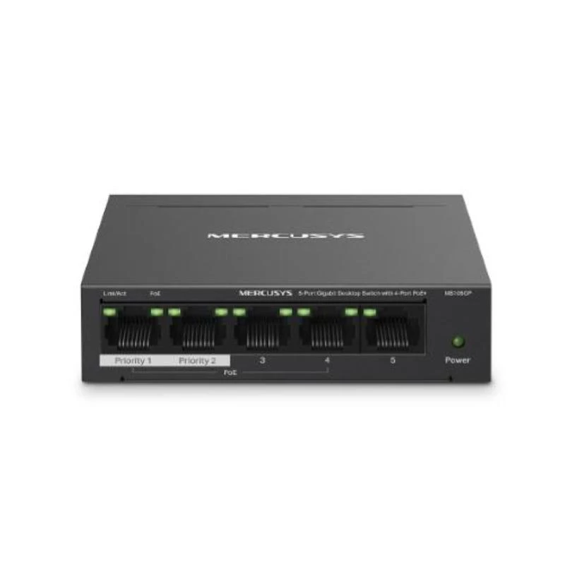 Mercusys 5 portu Gigabit darbvirsmas slēdzis ar 4 portu PoE+