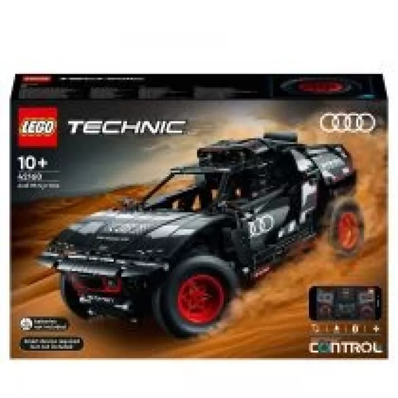 LEGO Technic bezceļa transportlīdzekļa modeļa komplekts Audi RS Q e‑tron 42160 — 914 detaļas, ieteicamais vecums 10+