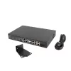 Nepārvaldāms slēdzis LANBERG RSFE-16P-2C-150 — 18 portu Gigabit, 16 PoE+/2 SFP, 150 W kopā, 1U statīvs, metāls, melns