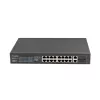 Nepārvaldāms slēdzis LANBERG RSFE-16P-2C-150 — 18 portu Gigabit, 16 PoE+/2 SFP, 150 W kopā, 1U statīvs, metāls, melns