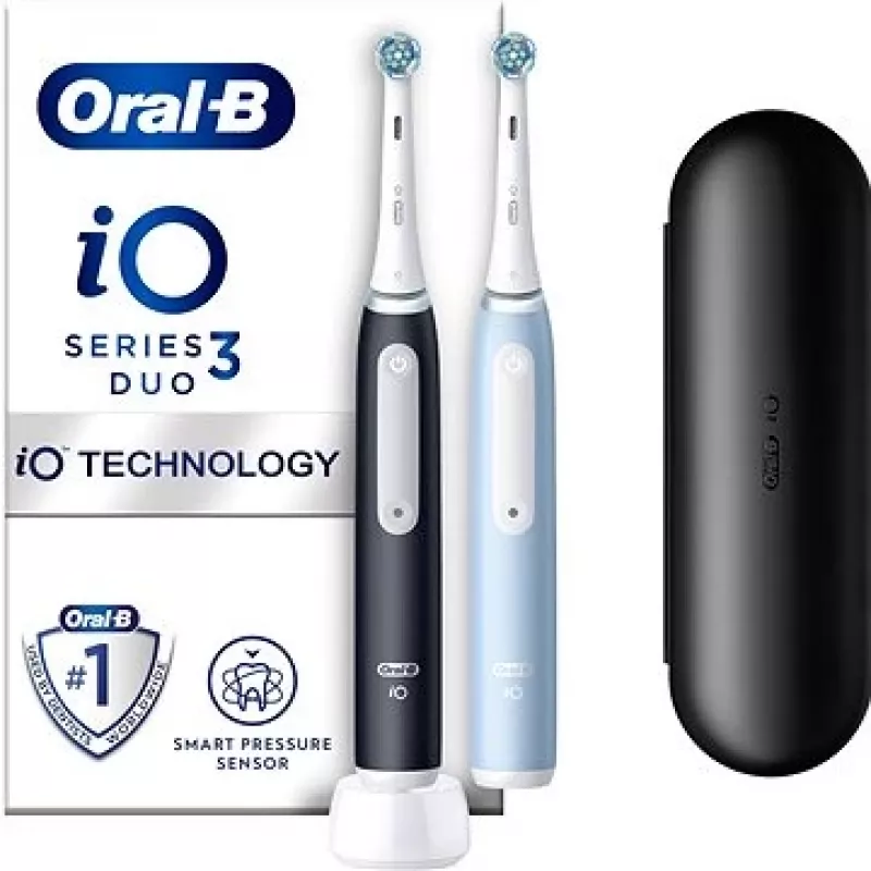 Oral-B iO3 Series elektriskā zobu birste, matēti melna/ledus zila
