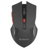 Bezvadu optiskā pele DEFENDER ACCURA MM-275 RF, abpusēja, 1600 DPI, USB RF uztvērējs, 5–6 pogas, melna/sarkana
