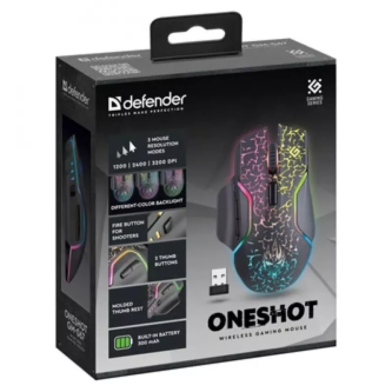 Defender Oneshot GM-067 pele spēlēm labās rokas RF bezvadu + USB tips