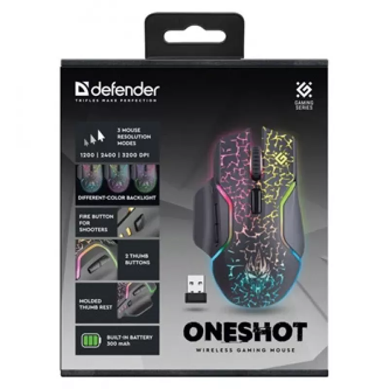 Defender Oneshot GM-067 pele spēlēm labās rokas RF bezvadu + USB tips