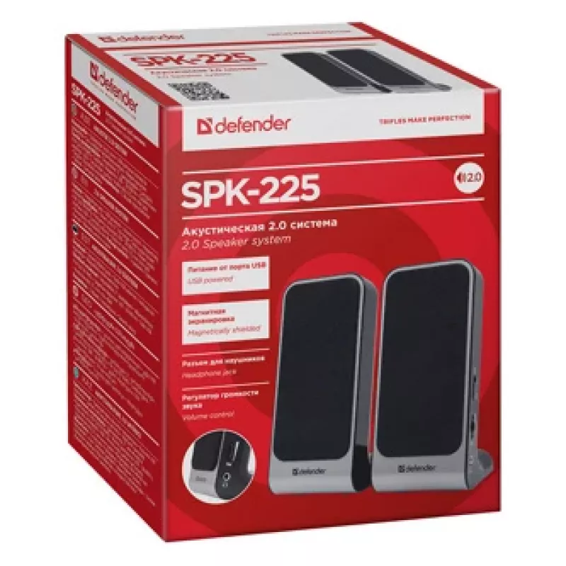 DEFENDER SPK-225 vadu skaļruņi, 2.0, 4 W RMS, USB/DC 5 V, 3,5 mm, melni