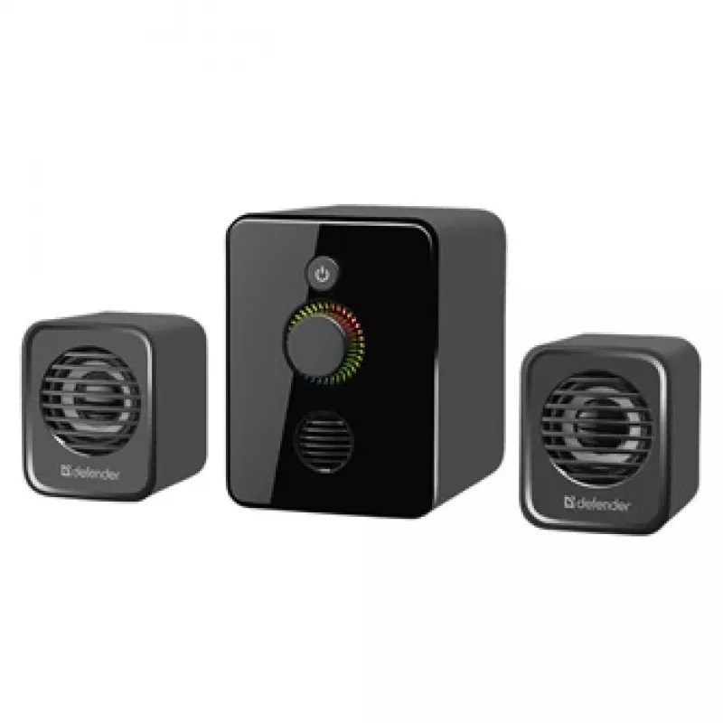 2.1 datora skaļruņi DEFENDER V12 11W RMS USB, 3,5 mm, zemfrekvences skaļrunis, melna, 223×115×130 mm