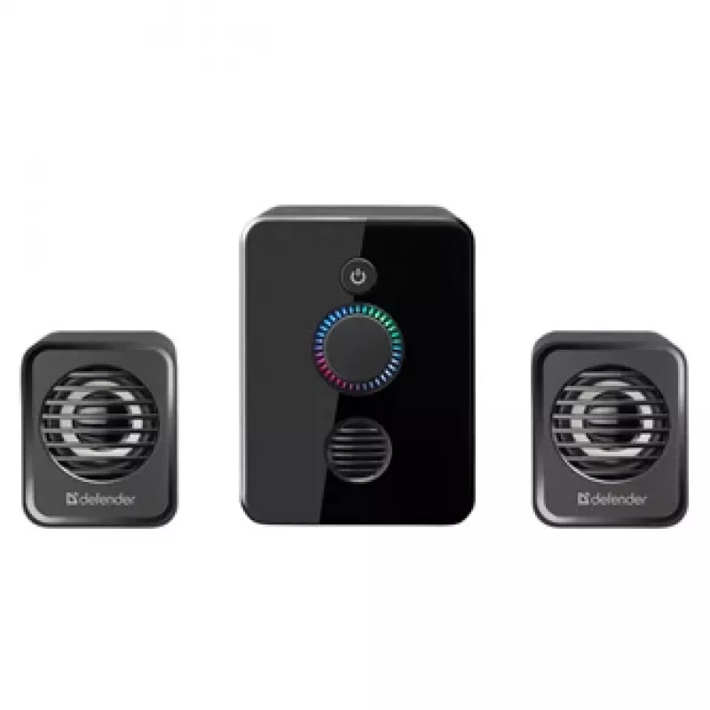 2.1 datora skaļruņi DEFENDER V12 11W RMS USB, 3,5 mm, zemfrekvences skaļrunis, melna, 223×115×130 mm