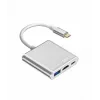 USB C adaptera centrmezgls TB AKTBXVAU3HMPDAV — 3-in-1: HDMI + USB-A + USB-C PD, sudraba