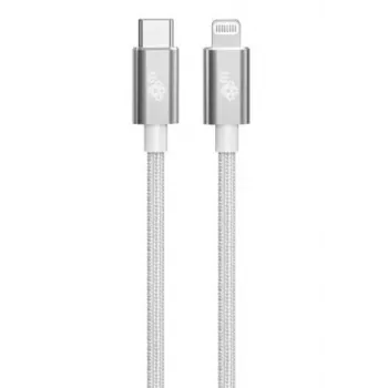 TB kabelis USB-C - Lightning braided 1m, Sudraba