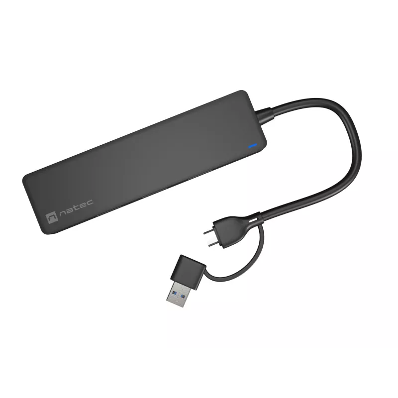 USB centrmezgls NATEC Mayfly USB 3.2 Gen 1 Type-A Type-C 5000 Mbit/s Melns