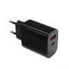 Sienas lādētājs 2x3A USB C + USB A Power Delivery melns