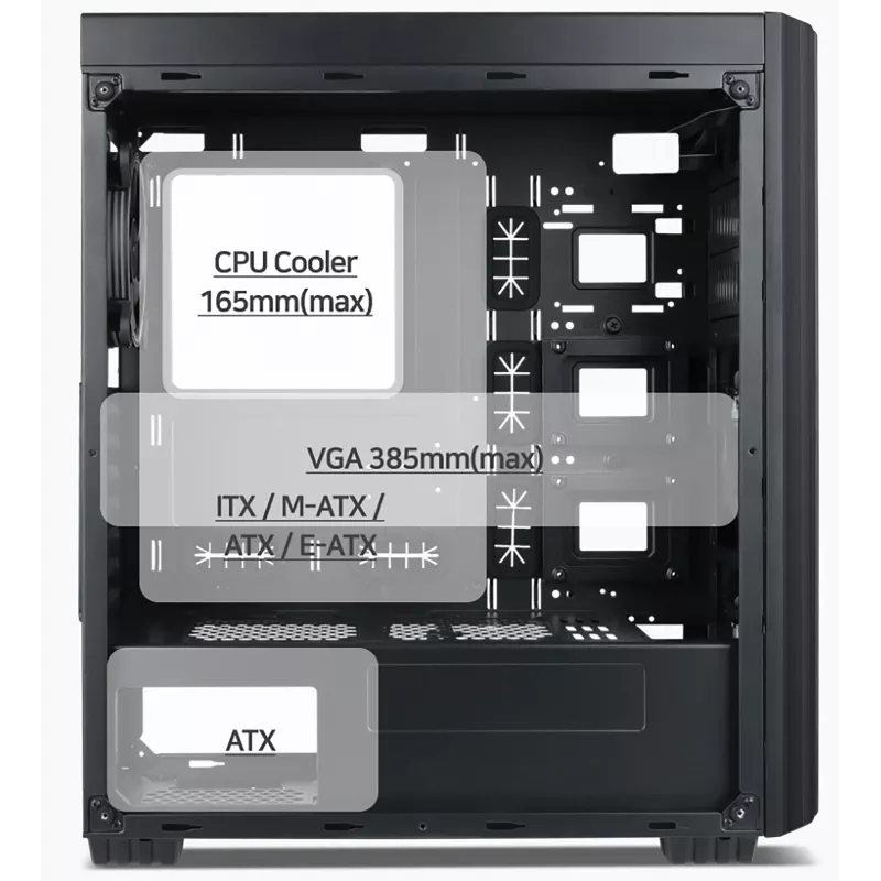 Gembird Fornax K500 ATX datora korpuss, Midi Tower, Melns