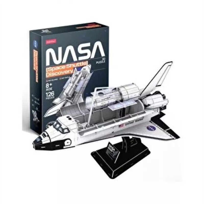 3D puzle Cubicfun Space Shuttle Discovery modelis 306-DS1057, kartona konstrukcijas komplekts