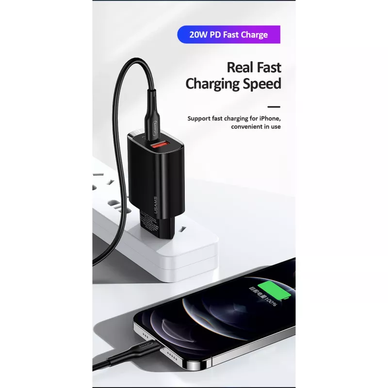 Lādētājs usams T35 20W PD3 USB-C uz USB ātrās uzlādes adapteris