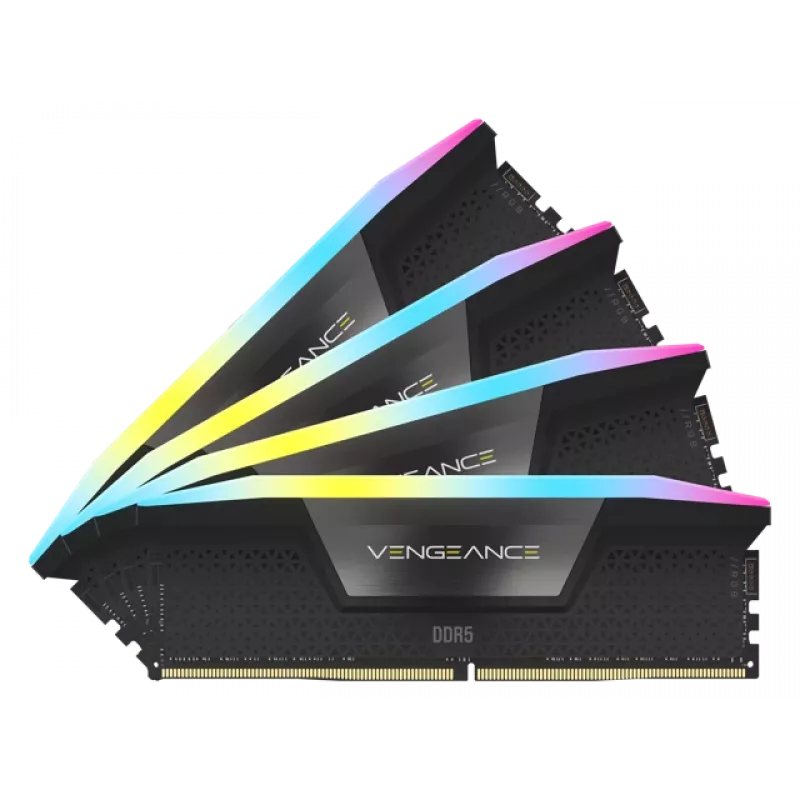 DIMM 64 GB DDR5-6000 (4x 16 GB) Quad-Kit, atmiņa melna, CMH64GX5M4B6000C36, Vengeance RGB, INTEL XMP