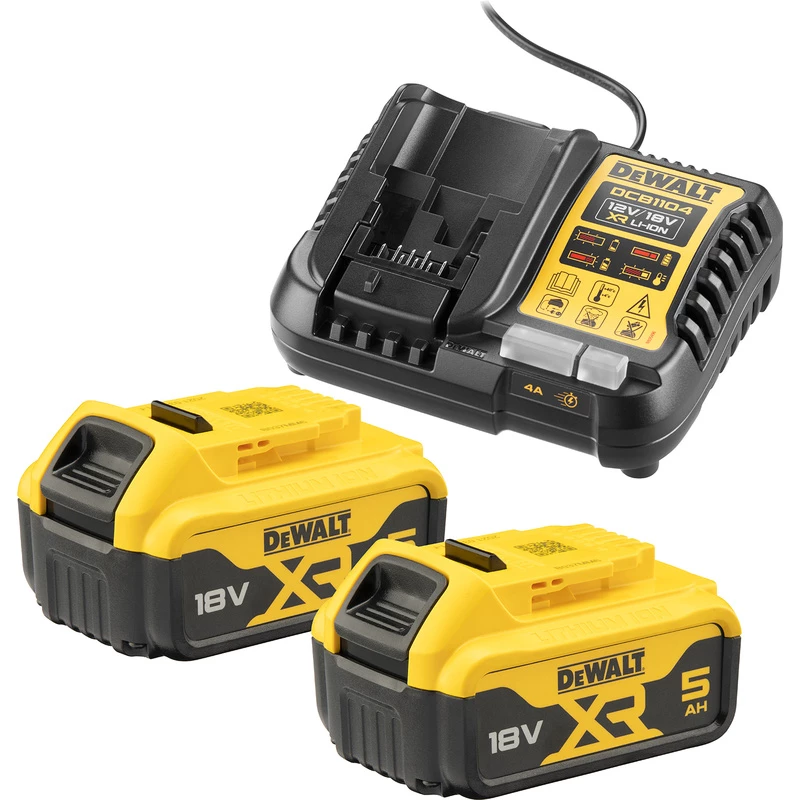 Akumulatora un lādētāja komplekts DeWALT DCB1104P2 18 V 5.0 Ah (2 akumulatori, lādētājs)