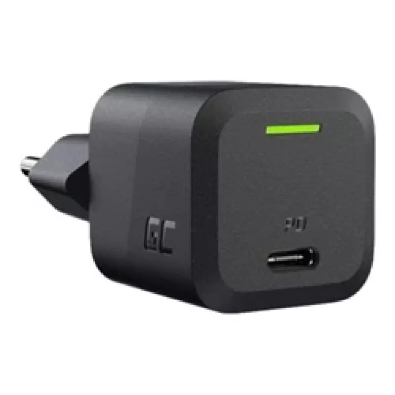 Mobilo ierīču lādētājs zaļa Cell CHARGC06, USB-C 33 W, Quick Charge 3.0, maiņstrāvas ieeja 100–240 V, melns