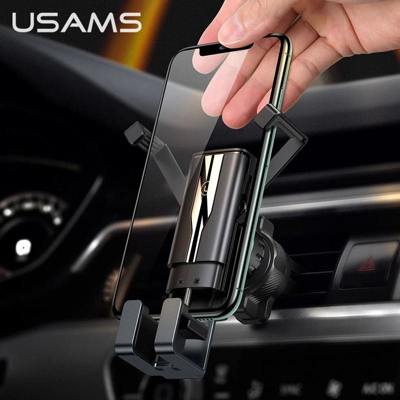 USAMS Auto telefona turētājs 4,7–7 collām universāls telefona statīvs automašīnā gravitācijas viedtālruņa turētājs ventilācijas atveres klips stiprinājums GPS atbalsts iPhone Xiaomi Samsung