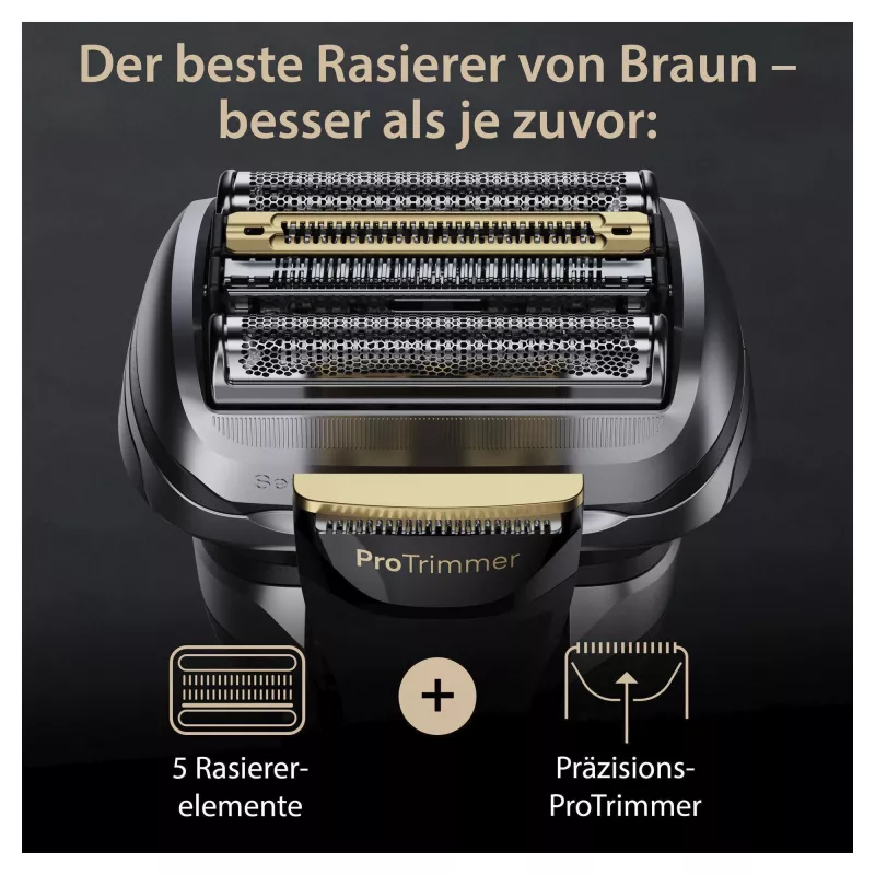 Braun Series 9 Pro+ 9565cc mitrais un sausais folijas skuveklis ar trimeri Metallic