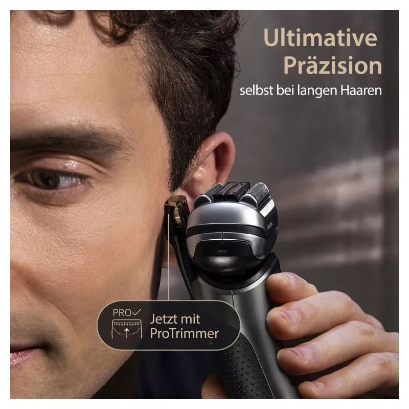 Braun Series 9 Pro+ 9565cc mitrais un sausais folijas skuveklis ar trimeri Metallic
