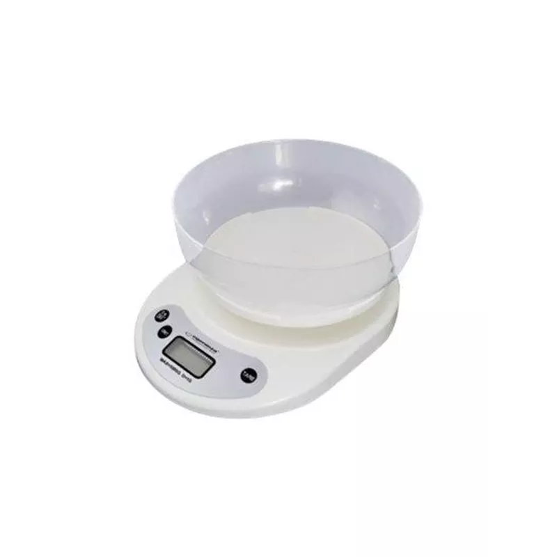 Elektroniskie virtuves svari ESPERANZA EKS007 — 5 kg ietilpība, 1 g precizitāte, balta