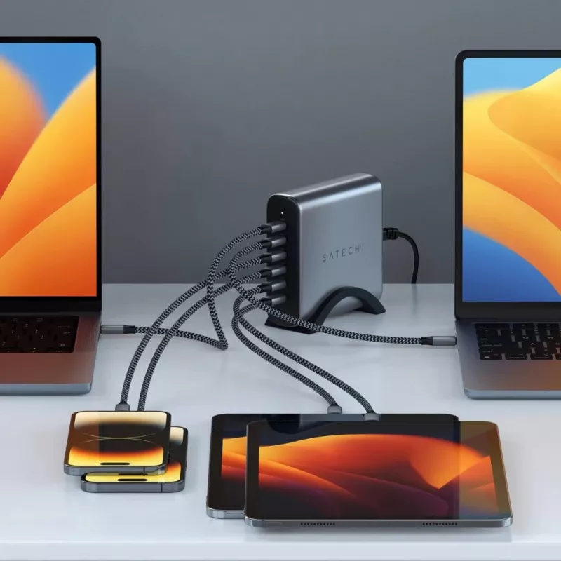 Iekštelpu lādētājs Satechi ST-C200GM-EU universāls pelēks 6 USB Type-C pieslēgvietas