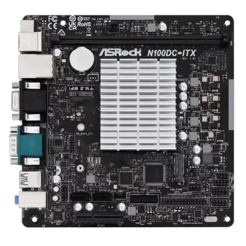 ASRock N100DC-ITX - Intel Quad-Core Processor N100 (līdz 3,4 GHz) DDR4 - 2 SATA3, atbalsta Intel Turbo Boost tehnoloģiju Mini ITX (280) mātesplates