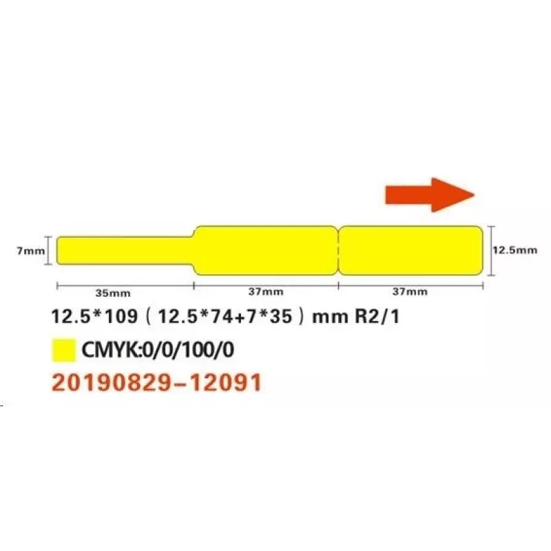 Termoetiķetes NIIMBOT RXL12.5109-65Y 62 mm × 30 mm — ruļļa tiešās termodrukas etiķetes