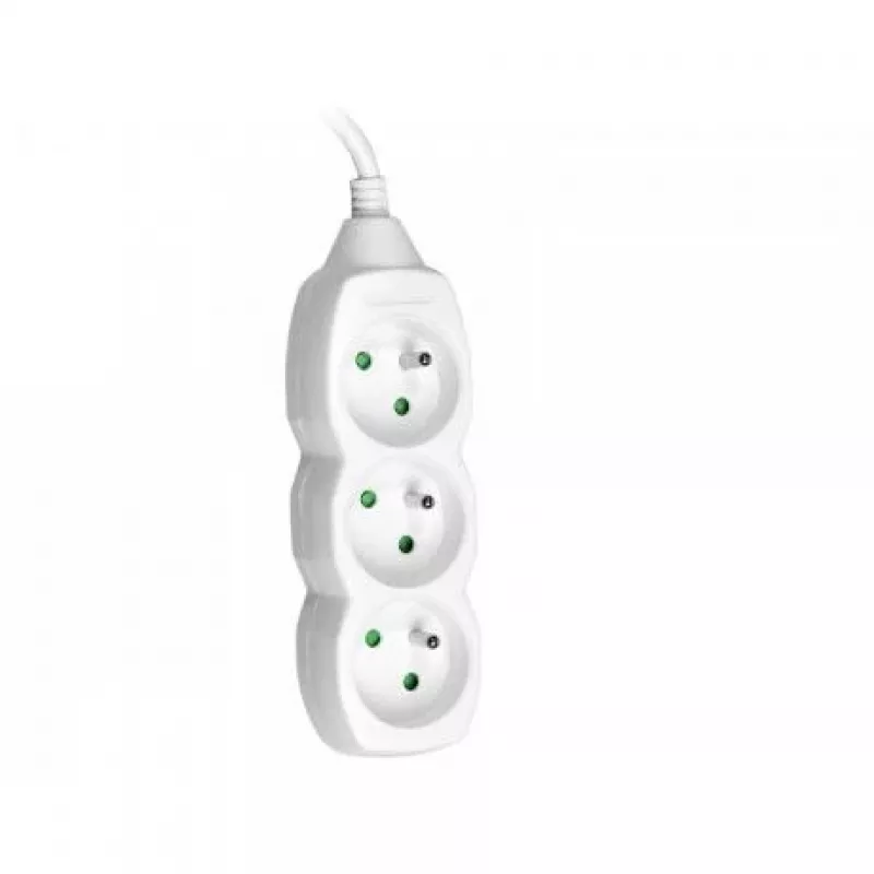Tracer PowerCord pagarinātājs, 3 kontaktligzdas, 3 m, balts