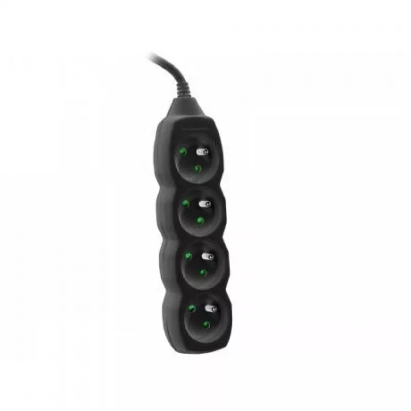Tracer PowerCord pagarinātājs, 4 kontaktligzdas, 3 m, melns