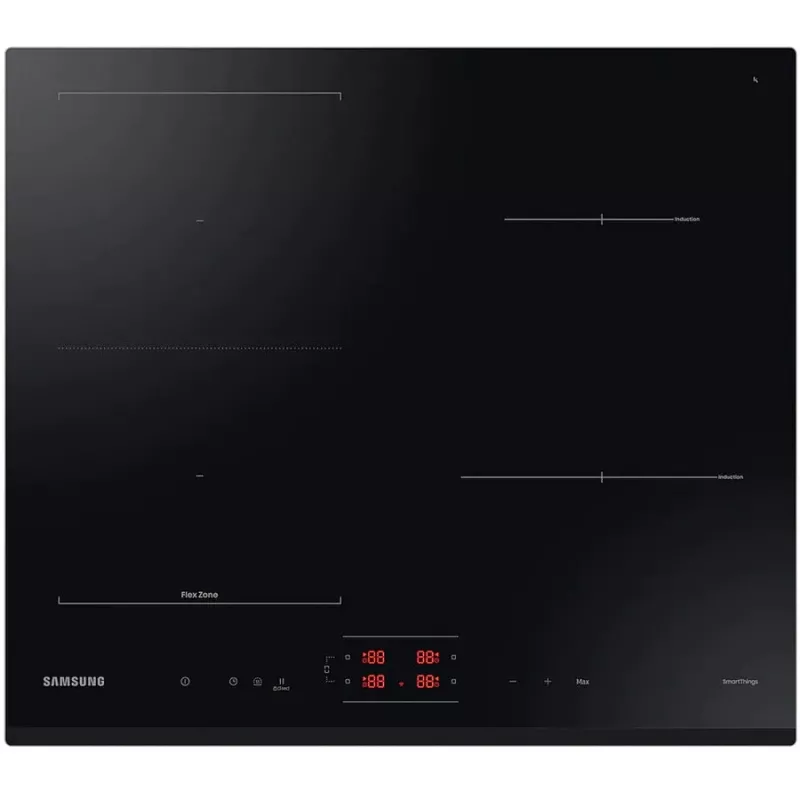Iebūvējamā plīts virsma Samsung NZ64B5045GK/U2, indukcija, 4 gatavošanas zonas, Flex Zone, SmartThings Cooking, automātiska savienojamība, 60 cm, melna