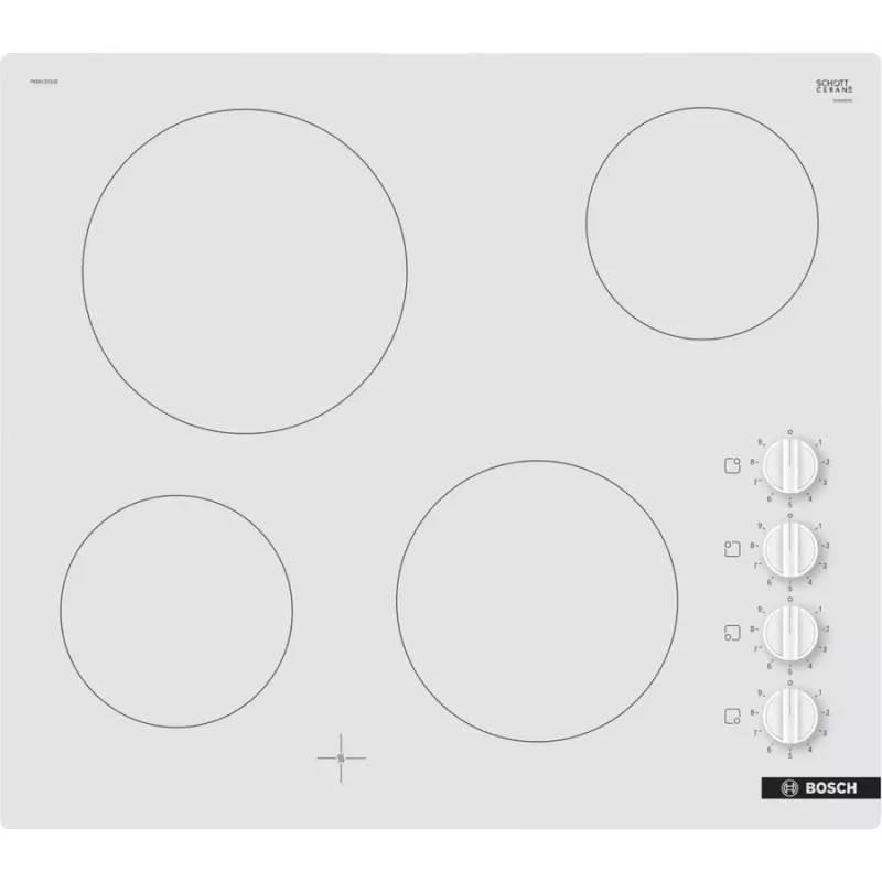 Radiant Electric Hob Bosch PKE612CA2E, 6600 W, 4 Cooking Zones, balta