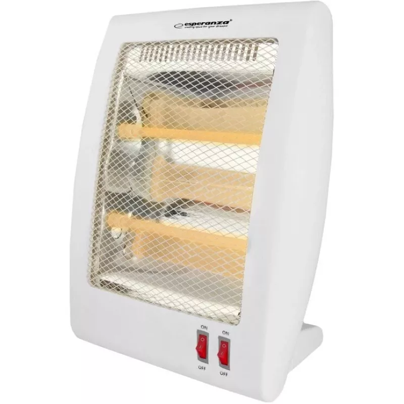 Kvarca elektriskais telpu sildītājs ESPERANZA EHH010 400W/800W, balts, 1,2 m vads, pogas, regulējams termostats