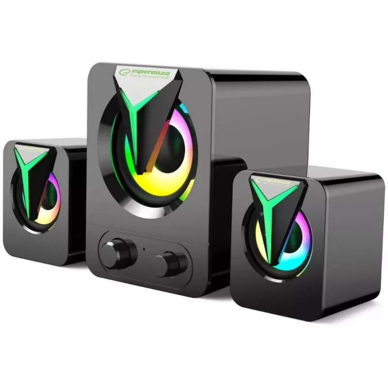 Esperanza EGS107 Skaļruņi 2.1 USB LED 5 W Melns