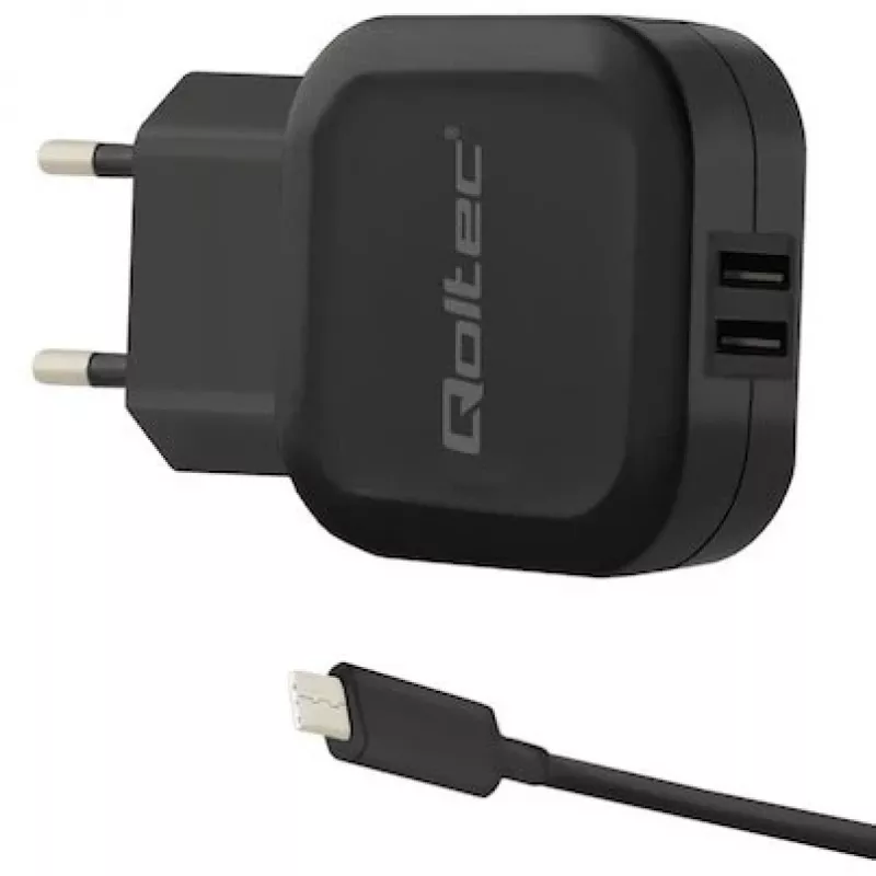 Qoltec 50188 mobilās ierīces lādētājs Klēpjdators, Viedtālrunis, Viedpulkstenis, Planšete, Telefons, Universāls Melns AC, DC Iekštelpām